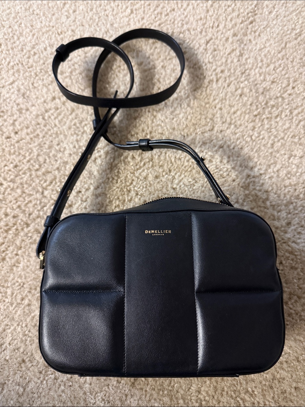 DeMellier Black Padded Leather Crossbody Bag